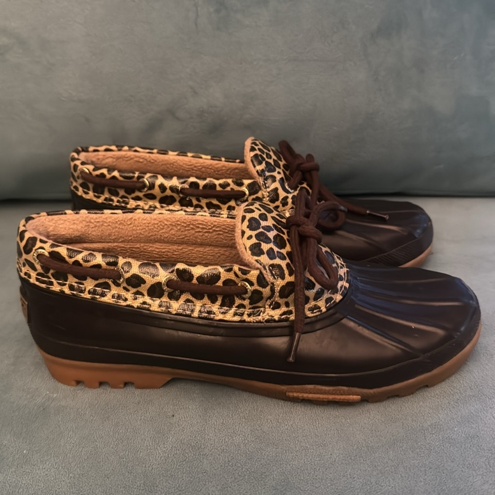 Sperry Cormorant Leopard Print Slip On Duck Boots… - image 2